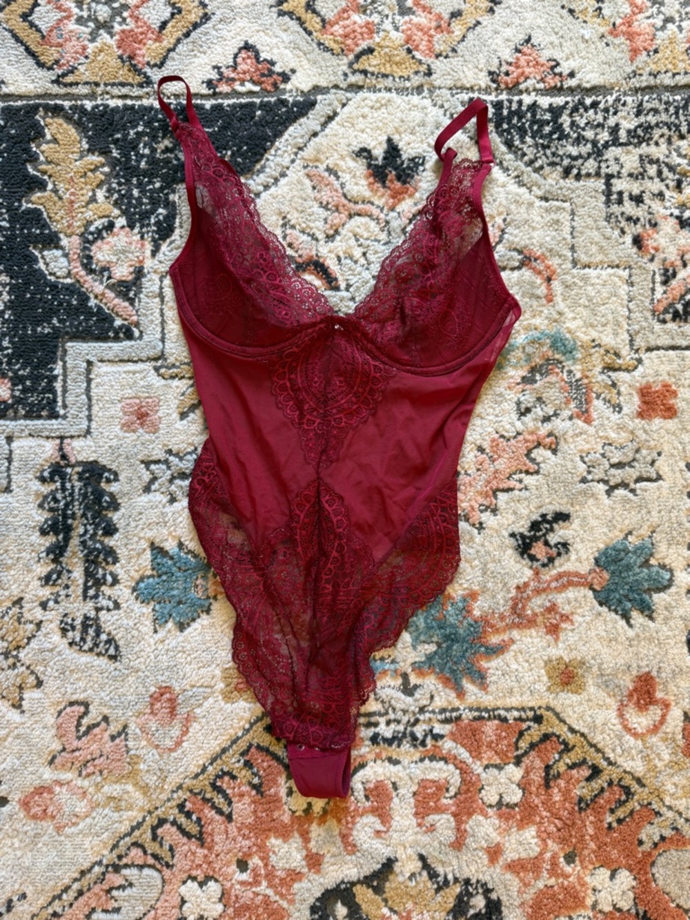 Burgundy Lace Bodysuit